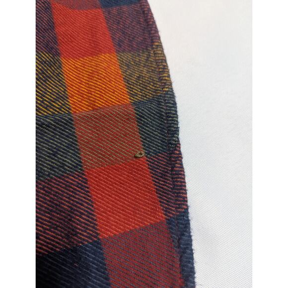 LL Bean Brown Plaid Flannel Button Down Shirt Orange Thermolite Size LT L Tall - Picture 8 of 8